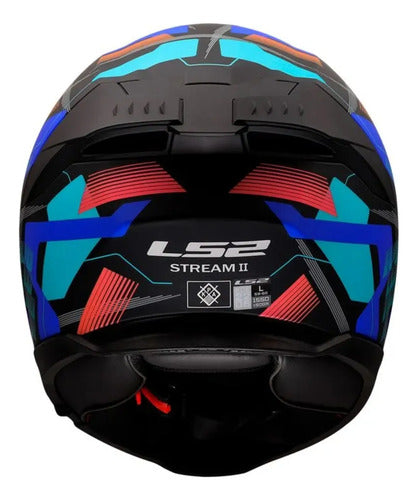 Capacete LS2 FF808 Stream II Mika com Óculos Solar Interno Preto Azul Fosco