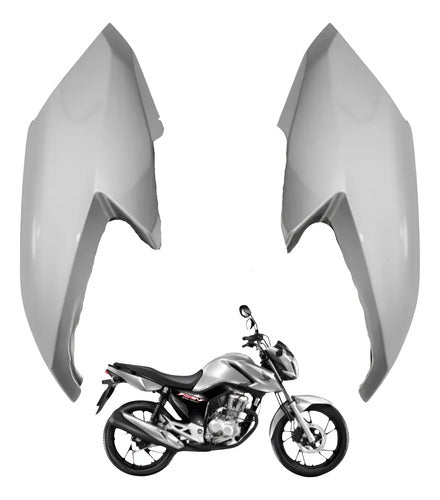 Par de Aletas Abas do Tanque Paramotos Honda Cg 160 Fan 2022 a 2024 Prata Force
