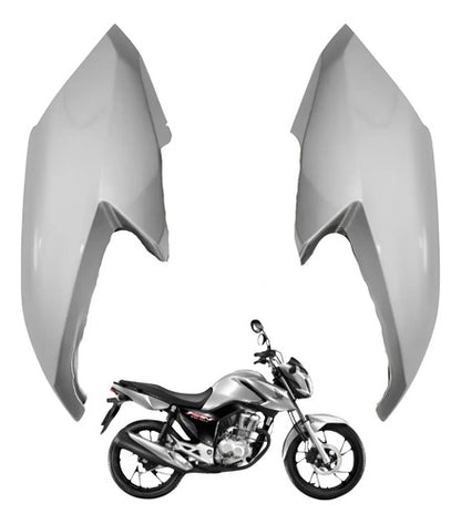 Par de Aletas Abas do Tanque Paramotos Honda Cg 160 Fan 2022 a 2024 Prata Force