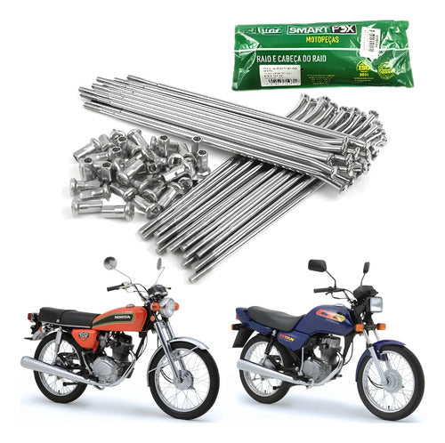 Jogo de Raios Dianteiro Smartfox Honda Cg 125 Titan 1976 a 1999 4 mm Cromado
