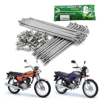 Jogo de Raios Dianteiro Smartfox Honda Cg 125 Titan 1976 a 1999 4 mm Cromado