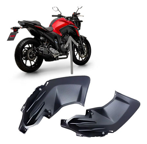 Par de Acabamentos Internos da Aba do Tanque Paramotos Yamaha Fazer Fz25 250 2018 a 2025 Preto
