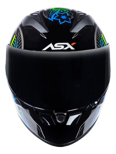 Capacete ASX City Flowers Preto Grafite Colorido Brilhante
