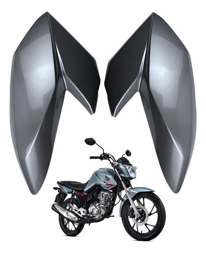 Par de Abas do Tanque Paramotos Honda Cg 160 Fan Start 2016 a 2021 Prata Metálico