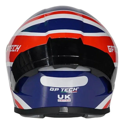 Capacete GP Tech Sense UK Azul Vermelho Brilhante Tamanho 60