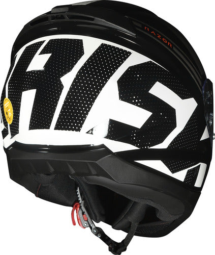 Capacete Norisk Razor Full Preto Branco Brilhante