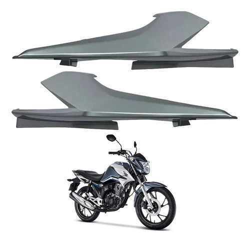 Par de Rabetas Laterais Paramotos Honda Cg 160 Titan 2016 a 2024 Prata Ibiúna