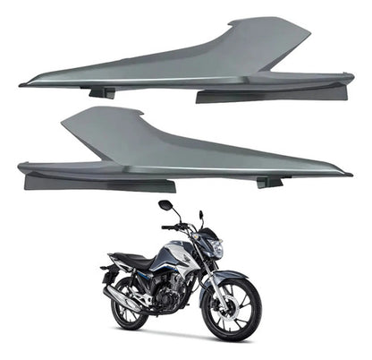 Par de Rabetas Laterais Paramotos Honda Cg 160 Titan 2016 a 2024 Prata Ibiúna