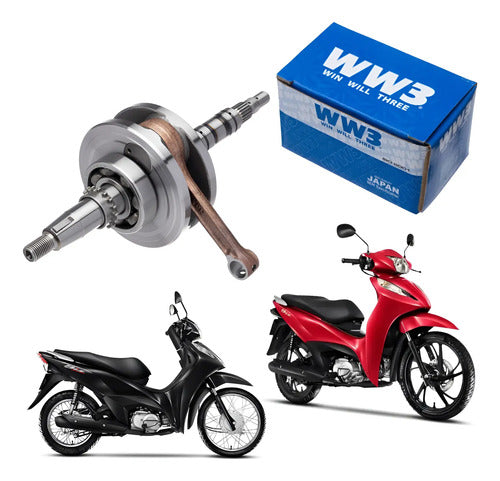 Virabrequim com Biela e Rolamentos WW3 Honda Biz 125 2005 a 2024
