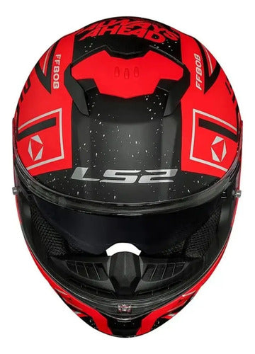 Capacete LS2 FF808 Stream II Maze com Óculos Solar Interno Laranja Preto Fosco