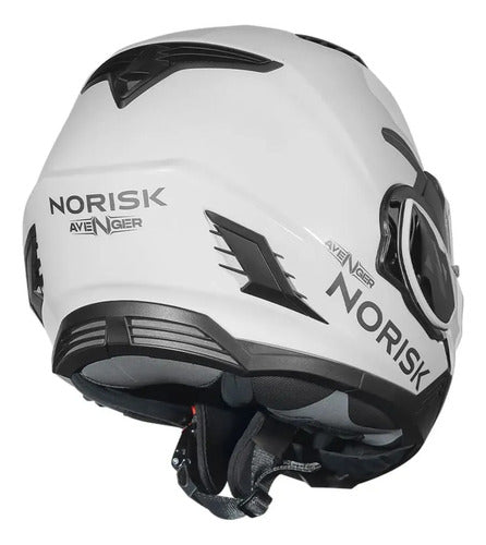 Capacete Escamoteável Norisk Avenger Solid com Óculos Solar Interno Branco Brilhante Tamanho 58/M