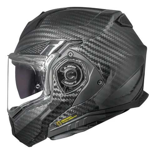 Capacete Escamoteável LS2 FF901 Advant X Carbon Solid com Óculos Solar Preto Brilhante