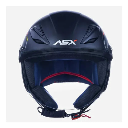 Capacete Aberto ASX City Air Pilot Preto Vermelho Amarelo Fosco