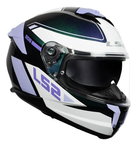 Capacete LS2 FF808 Stream II Gran Camaleão com Óculos Solar Interno Lilás Brilhante Tamanho 58/M