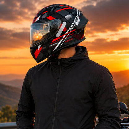 Capacete GP Tech Sense Motion Preto Cinza Vermelho Brilhante