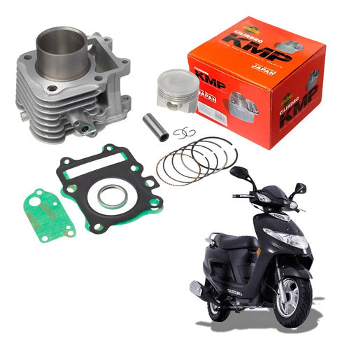 Kit Cilindro Pistão Anéis e Juntas KMP Suzuki Burgman 125 2005 a 2010 STD
