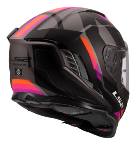 Capacete LS2 FF818 Storm III Sporty com Óculos Solar Interno Cinza Roxo Fosco