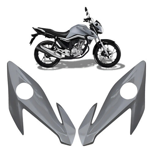Bananinha Par de Carenagens Laterais do Farol Paramotos Honda Cg 160 Titan 2016 a 2021 Prata Ibiúna