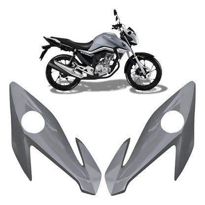 Bananinha Par de Carenagens Laterais do Farol Paramotos Honda Cg 160 Titan 2016 a 2021 Prata Ibiúna