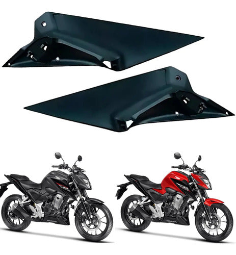 Par de Acabamentos Internos da Aba do Tanque Paramotos Honda Cb 300f Twister 2023 a 2025 Preto