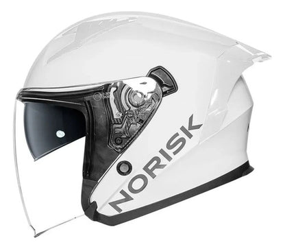 Capacete Aberto Norisk Downtown II Solid com Óculos Solar Interno Branco Brilhante Tamanho 60/L