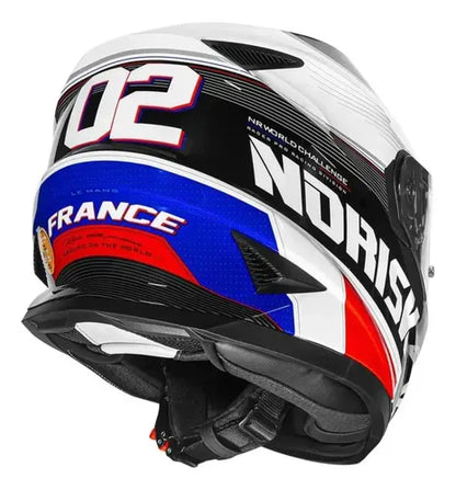 Capacete Norisk FF302 Grand Prix França com Óculos Solar Interno Branco Brilhante
