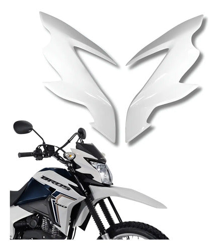Par de Bananinhas Carenagens Laterais do Farol Paramotos Honda Bros 160 2022 a 2024 Branco