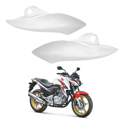 Par de Bananinhas Carenagens Laterais do Farol Paramotos Honda Cb 300r 2013 em diante Branco