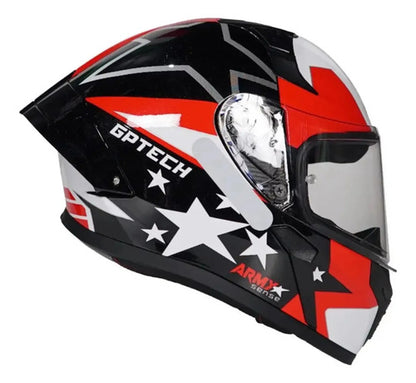 Capacete GP Tech Sense Army Preto Vermelho Branco Brilhante Tamanho 56