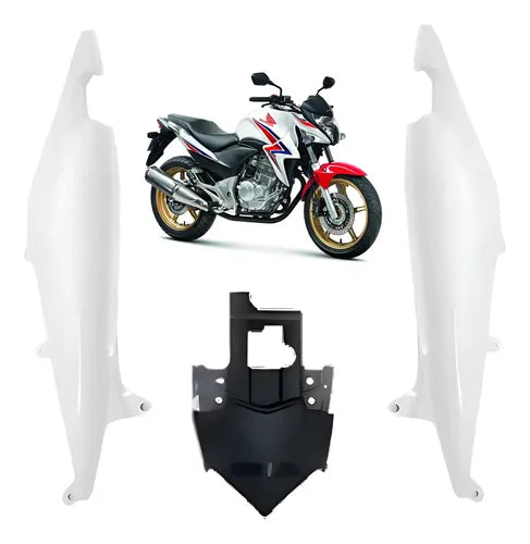 Kit Rabeta Lateral Completa Paramotos Honda Cb 300r 2014 Branco Perolizado