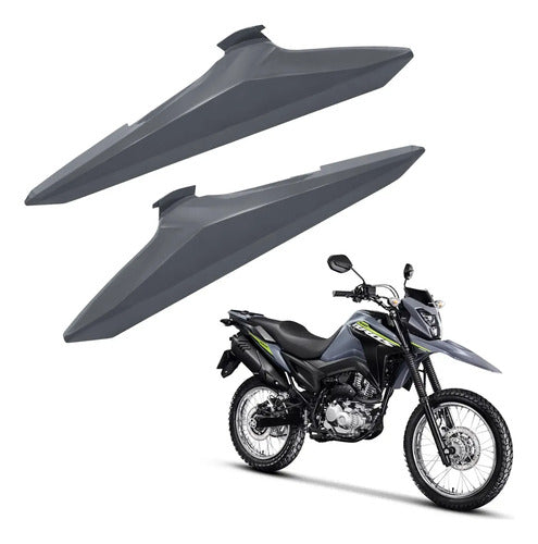Par de Tampas Laterais Traseiras Paramotos Honda Bros 160 2025 em diante Cinza