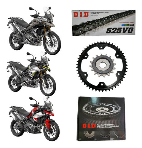 Kit Relação DID Extra Premium com Retentor Triumph Tiger 900 2020 a 2023 520 122L 50/16T