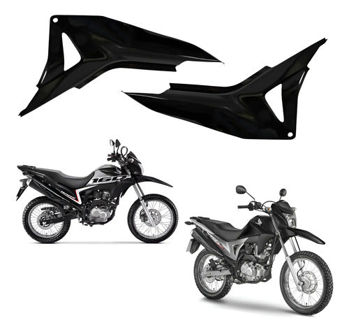 Par de Guias de Ar Abas do Tanque Paramotos Honda Bros 160 2015 a 2021 Preto Brilhante