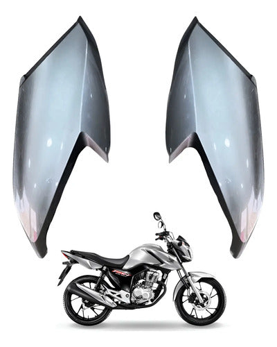Par de Aletas Abas do Tanque Paramotos Honda Cg 160 Fan Start 2022 a 2024 Prata Ibiúna