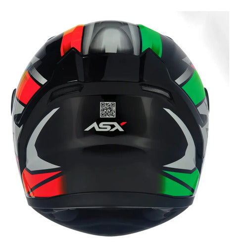 Capacete ASX City Start Branco Vermelho Verde Brilhante