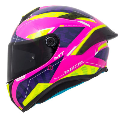 Capacete MT Helmets Targo Dazzter Rosa Roxo Amarelo Brilhante
