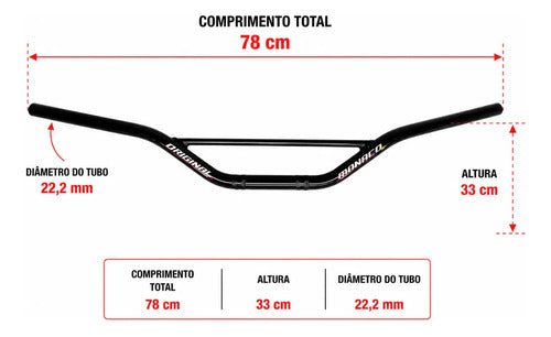 Guidão Monaco Honda Xre 300 2010 a 2023 Preto Brilhante