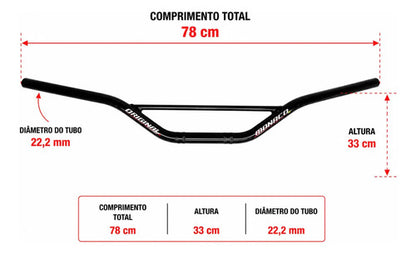 Guidão Monaco Honda Xre 300 2010 a 2023 Preto Brilhante