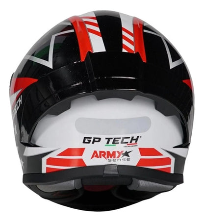 Capacete GP Tech Sense Army Preto Vermelho Branco Brilhante Tamanho 58
