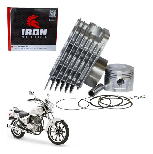 Kit Cilindro Pistão Anéis e Juntas Iron Dafra Speed Kansas 150 2008 em diante STD