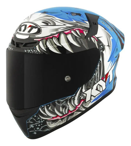 Capacete KYT TT-Course Megalodon Azul Brilhante Tamanho 60/L