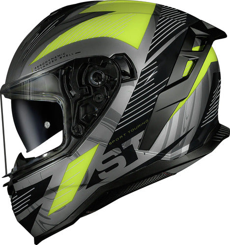 Capacete Norisk Strada II ST com Óculos Solar Interno Titânio Preto Amarelo Fosco