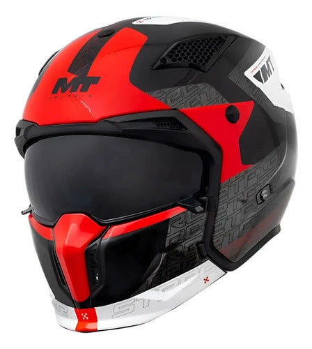 Capacete MT Helmets Streetfighter SV S Totem Vermelho Brilhante Tamanho 58/M