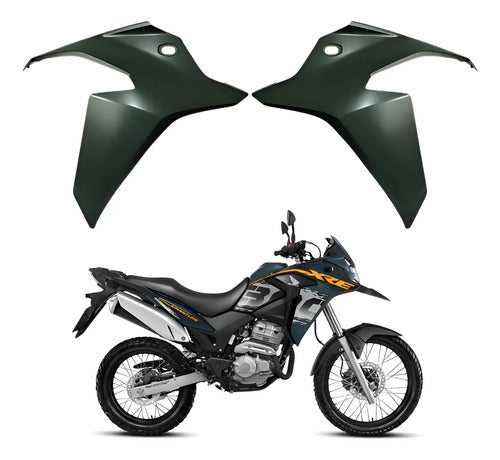 Par de Aletas Abas do Tanque Paramotos Honda Xre 300 2019 em diante Verde Fosco