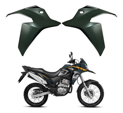 Par de Aletas Abas do Tanque Paramotos Honda Xre 300 2019 em diante Verde Fosco
