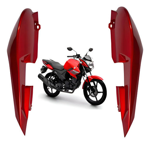 Par de Rabetas Laterais Paramotos Yamaha Fazer 150 2024 a 2025 Vermelho Metálico