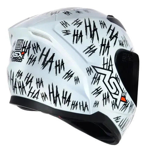 Capacete ASX City Fun Branco Preto Brilhante