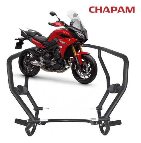 Protetor de Motor com Pedaleira Chapam Yamaha Tracer 900 Mt-09 Preto Fosco