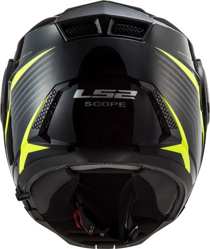 Capacete Escamoteável LS2 FF902 Scope Skid com Óculos Solar Interno Preto Amarelo