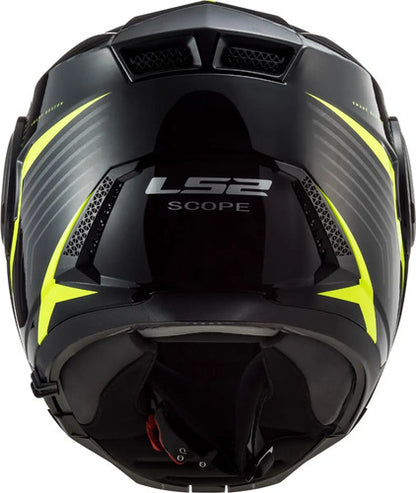 Capacete Escamoteável LS2 FF902 Scope Skid com Óculos Solar Interno Preto Amarelo